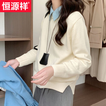 Hengyuan xiang cotton new year red round neck sweater women's zodiac year christmas red high-quality new year red knitted bottoming shirt thick qianmi xing s 80-119 jin 150-158 cm