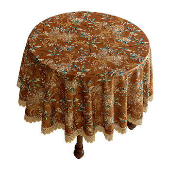 Donoya doroya new chinese round table cloth 2025 new light luxurious coffee table dining table round tablecloth home round tablecloth begonia still-round tablecloth (fish scale edge) 180cm round tablecloth (suitable for 120cm-140cm in diameter