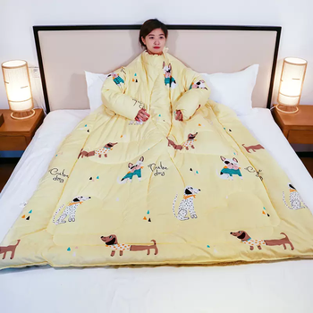 Yusen yiqiu and winter lazy quilt can be worn, thickened shoulder pads, sofa warmth, dual-purpose kick quilt, elderly adult quilt, sleeping bag anti-proof, little black bear, two zippers, little black bear, two zippers, 180x220cm (one-piece molding), about 5.5 pounds in autumn and winter