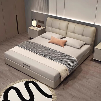 Enmufan 2026 new bed double bed high-end atmospheric storage master bedroom 1.8*2 meters large bed with storage drawer modern simple bed + hilton 20cm coconut palm mattress 1500mm*1900mm frame structure