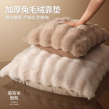 Lorica bed large pillow back cushion bedside soft bag light luxury high-end living room sofa pillow case cover pillow coffee color-warm velvet extended imitation rabbit velvet 30cm*50cm including pillow core (pillowcase + pillow core)