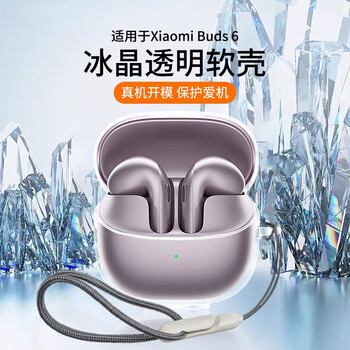 Escase is suitable for xiaomi buds6 protective cover bluetooth headset storage box tpu soft shell all-inclusive anti-fall protective case clear and wear-resistant transparent + lanyard
