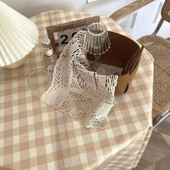 Fantasy style tablecloth new year coffee table cloth rectangular new year dining table cream khaki 140x220cm (commonly used for dining tables)