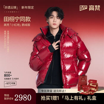 Gao fan and tian xuning same style black gold goose down jacket 5.0 new year red limited edition cloud brocade style five grid men's down jacket winter ankola red l