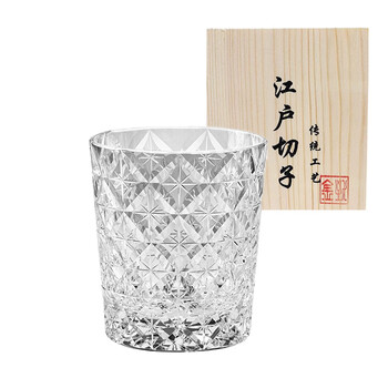 Edo kiriko japanese-style shippo locke cup exquisite whiskey glass cup shippo kiriko cup white wooden box