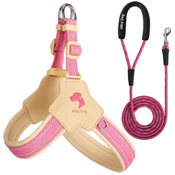 Alloy dog, a domestic product, carefully selects dog walking ropes for large, medium and small dogs to go out, cute y-shaped saddle-style summer pet chest, raspberry orange flavor (chest + traction rope) s-bust 41-48cm-6-15 catties selection