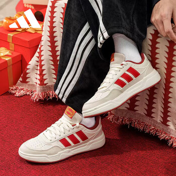 Adidas men's and women's shoes new year red versatile low-top trendy sports and leisure sneakers white 42