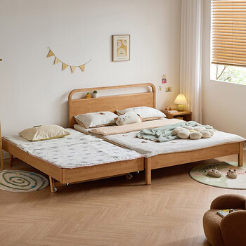 Lin's home furnishing log style 1.5m children's bed boy's multi-function drag bed platform single bed lin's wood industry drag bed 1.05m multi-purpose drag bed 1.05m*2m