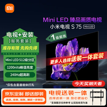 Xiaomi (mi) tv s75 mini led package installation version (fixed rack, delivered and installed) 75 inches, 512 partitions, 4+64gb, first-class energy-efficiency home appliance
