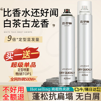 Stylist hairspray styling spray dry gel moisturizing styling long-lasting gel water fluffy hair styling men and women 420ml*2