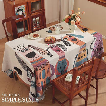 Mufan (mufan) tablecloth cartoon atmosphere dining table mat fabric coffee table cover multi-functional ins style picnic mat desktop protective pad tablecloth-wangxing home multi-functional cover 90*90cm suitable for small cover