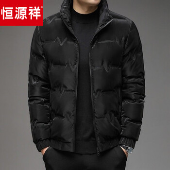 Hengyuanxiang 2026 autumn and winter down jacket for young and middle-aged men stand collar slim fit lightweight warm white duck down jacket black m _recommended 90-115 catties