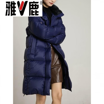 Yalu 2026 new winter style 300g 95 white goose down knee-length mid-length arctic down jacket for women slimming thickened jacket goose down jacket 95% white goose down for women blue and purple high-end western style down jacket for small people s _within 110 pounds high-end western style small person down jacket