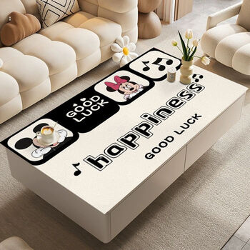 Fantasy coffee table mat leather tablecloth pvc no-wash oil-proof and waterproof table mat ins style mickey table mat wipeable table mat pc no-wash waterproof and wipeable music wonder 60x120 cm (wipe it clean)