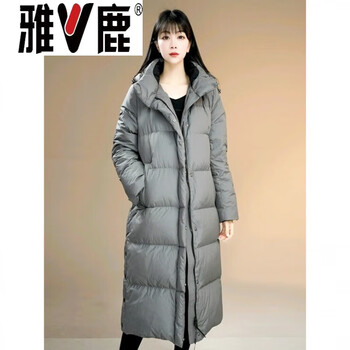 Yalu 2026 new women's thickened loose warm mid-length windproof down jacket y8101z13700 gray gray 2xl (175) 160-180 catties