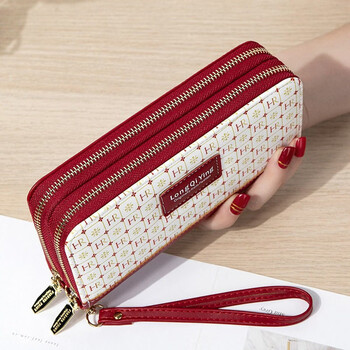 Woodpecker (tucano) wallet women's 2026 new double layer large capacity long fashion simple clutch bag women can hold mobile phone coin purse red