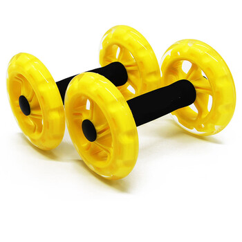 One-handed two-wheel abdominal fitness wheel multi-function core training wheel four-wheel fitness wheel personal training gadget corewheels yellow 1 pair