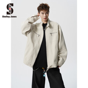 Shelley jones american jacket men's jacket spring and autumn trendy brand deconstructed lapel retro loose high-end workwear casual tops off-white 2xl recommended 140-160 pounds