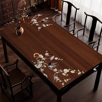Fantasy new chinese imitation red wood grain tea table tablecloth waterproof, oil-proof, anti-scalding and heat-insulating dining table mat, desk office coffee table table mat, shuangquexi gj table mat. all pictures/sizes can be customized. please contact customer service for details