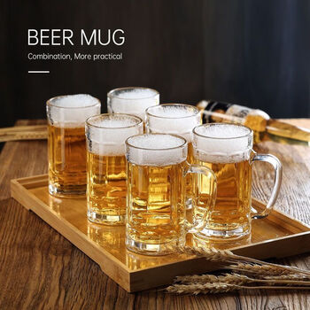Domestic products are carefully selected, thickened and enlarged, draft beer mugs with handles, glass cups, tea cups, household cups, large-capacity water cups, 6 draft beer mugs