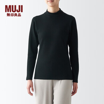Muji women's soft cotton turtleneck long sleeve t-shirt bottoming shirt women's top fcd85c3a black xl(165/92a)