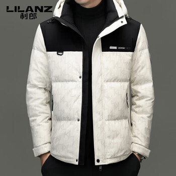 Lilanz new thickened warm down jacket men's winter white duck down hooded high-end men's jacket off-white 2xl