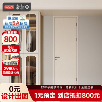 Sophia wooden door bedroom door solid wood composite paint-free door bathroom door toilet door partition soundproof door door whole house customization privilege deposit