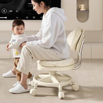 Lin's boy's living room mute universal pulley low stool home coffee table small sofa stool thickened with backrest removable off-white cloud low stool white claws