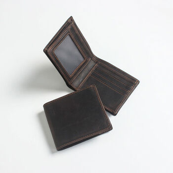 Informer crazy horse leather simple short wallet first layer cowhide retro men's and women's large capacity card holder wallet genuine leather dark coffee a version horizontal crazy horse leather wallet