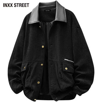 Inxx (inxx) inxx street japanese retro corduroy lapel jacket men's spring and autumn trendy versatile workwear jacket graphite black m recommended 95-115 pounds