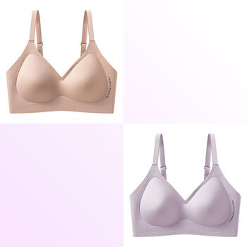 Tingmei (gracwell) tingmei underwear women's seamless small breast gathered breathable anti-expansion pull-up anti-sagging side-retracting auxiliary breast bra liquid foundation + violet xl recommended 85/38ab full cup