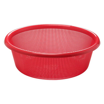 Camellia lehui round sieve plastic basket round thickened vegetable basket storage large organizer kitchen drain blue household red 50cm