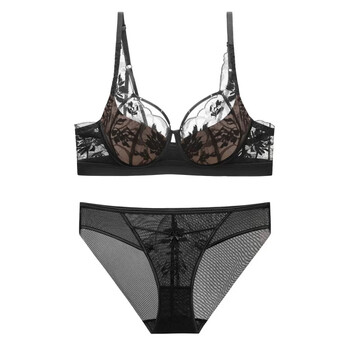 Victoria's secret sexy red zodiac year lace underwear women's push up thin big breast showing small anti-sagging bra set black counter style 80b 36