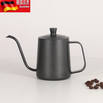 Tuojin 304 stainless steel coffee hanging ear hand brewing kettle with lid, thermometer can be inserted, teflon long mouth, narrow mouth hand brewing kettle, teflon hand brewing kettle 350ml