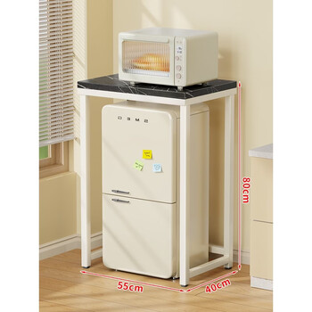 Fantasy rack, disinfection cabinet, small refrigerator, washing machine, gas top shelf, countertop shelf, white frame, black surface, 55x40x80cm