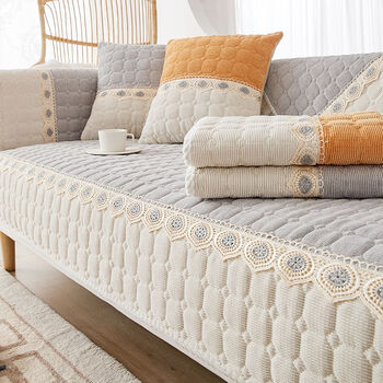 Yongfan new corduroy four-season universal sofa cushion non-slip anti-cat scratch cushion fashionable sofa cover cover warm and healing light luxury gray lw 70x90cm