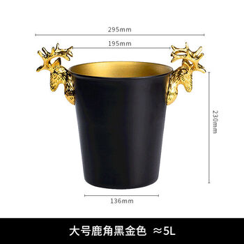 Creative deer head ice bucket stainless steel red wine champagne bucket ice cube bucket bar beer household large and small buckets deer head black gold large ice bucket with ice clip