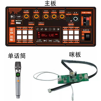 High-power bluetooth amplifier board 12v dual-channel output with sound card sound effect karaoke audio motherboard modified subwoofer motherboard + wireless single microphone + microphone board