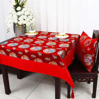 Yusen yiyi bixu pastoral table flag tablecloth chair cover fabric dining table cloth coffee table cloth table flag square tablecloth table cloth cover red tuanhua 200cm round