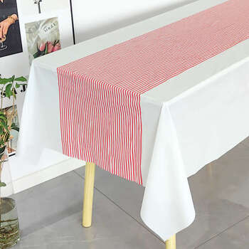 He jiagong stone cloth disposable tablecloth rectangular flower blooming rich tea restaurant hotel restaurant round table waterproof thickened tablecloth stone cloth red stripe 1.2x1.2m 10 sheets