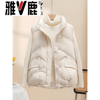 Yalu short down vest women's fashionable and western style 2026 new this year's popular stand collar vest for outerwear autumn and winter beige s _90-120 jin
