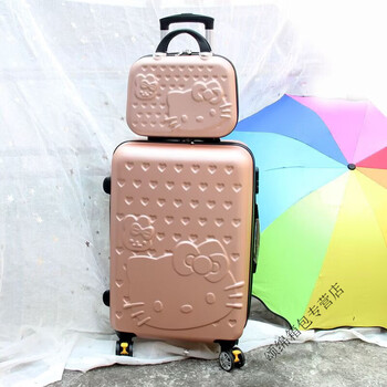 Ye yu's cute trolley suitcase for women, universal wheels, boarding code box, fashionable leather suitcase for women, top with kt rose gold, 20-inch + 14-inch mother-in-law box