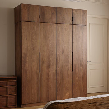 Chenwu north american black walnut wardrobe nordic modern simple log furniture bedroom cabinet all solid wood wardrobe can be customized double door wardrobe 90*60*200