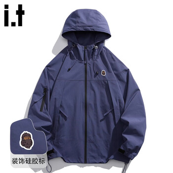 Fingercroxx it american functional jacket jacket for men 2026 spring loose casual hooded jacket couple work clothes tops ebony purple counter same style m 115-135 catties