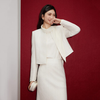 L.west small fragrant style jacket women's 2026 spring new elegant temperament short jacket off-white short jacket s