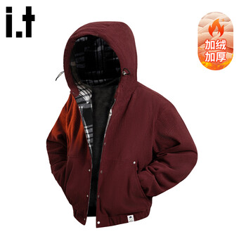 Chocoolate it zodiac year red hooded jacket men's spring and winter thickened loose warm jacket burgundy m recommended 100kg-110kg