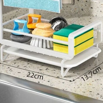 Fantasy rag arrangement rack kitchen countertop drain rack household punch-free rag rack can be wall-mounted dishwashing sink rack single water tray wall-mounted countertop dual-purpose imported from germany extra thick anti-rust