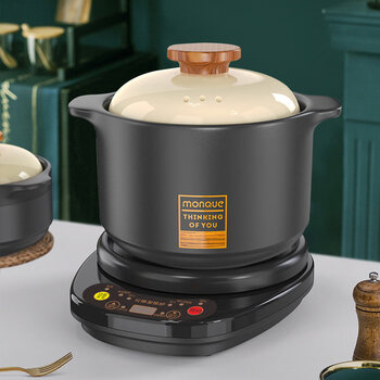 Tuojin german imported quality electric stew pot household plug-in ceramic casserole fully automatic black crystal stove induction cooker special casserole black casserole + base 4l