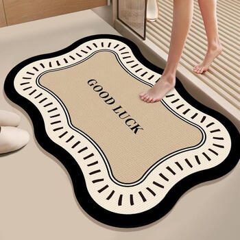 Fantasy bathroom floor mat bathroom door water-absorbent non-slip high-quality diatom mud toilet bathroom quick-drying bathroom carpet wave oak whisper 41x60cm small size instantly absorbs water quick-drying on foot