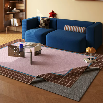 Yusenyi removable and washable yellow bauhaus living room carpet, antique luxury high-end washable light double-layer machine dopamine bedroom floor mat bauhaus played 03 120 pieces 120x160cm (only loop pile carpet surface)